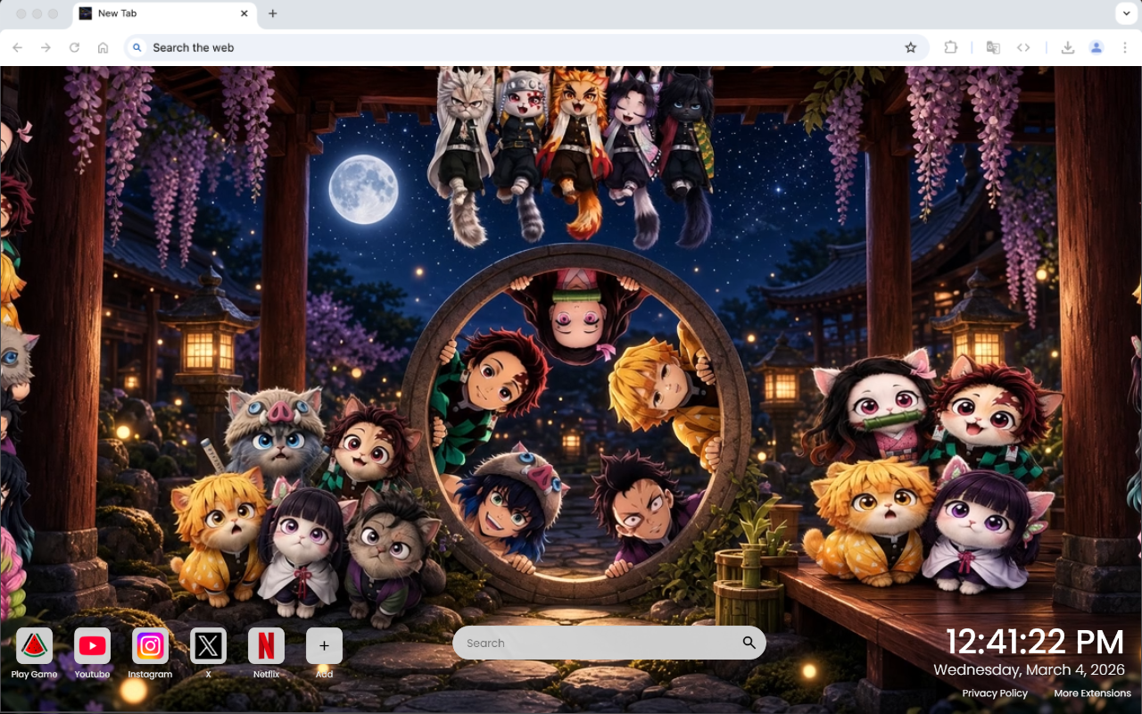 Demon Slayer Chibi Tanjiro Nezuko Anime Kedi Festivali Canlı Duvar Kağıdı