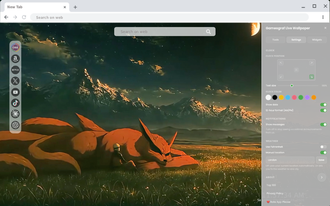 Naruto & Kurama: Moonlit Mountains Live Wallpaper