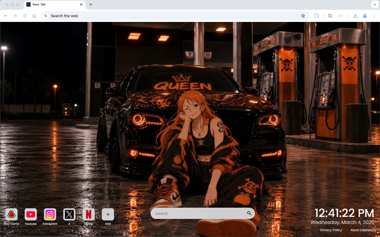 One Piece anime Nami Kraliçe Gece Sürüşü Canlı Duvar Kağıdı