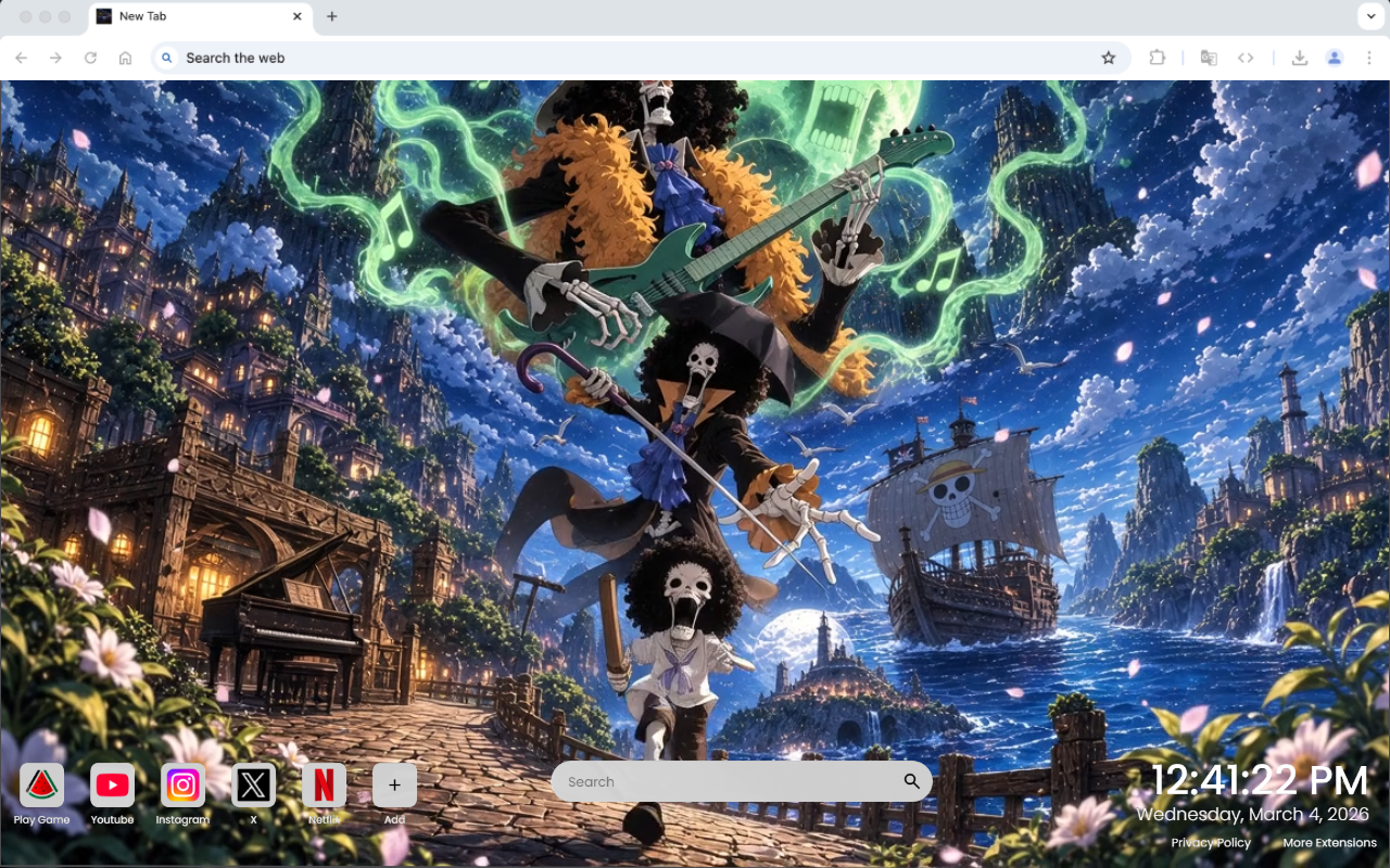 One Piece Brook: Music Under the Moonlight Live Wallpaper