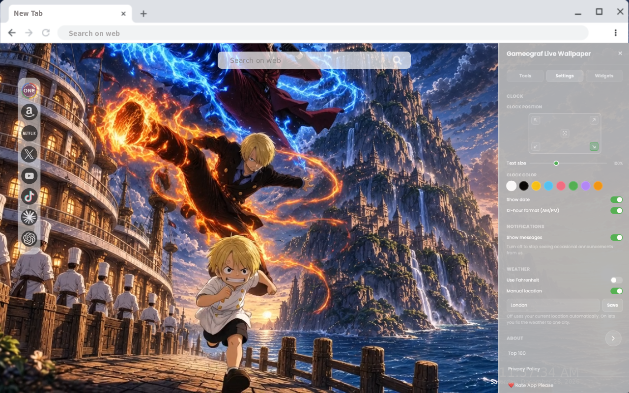 Sanji: Blue Fire & Golden Flame Live Wallpaper