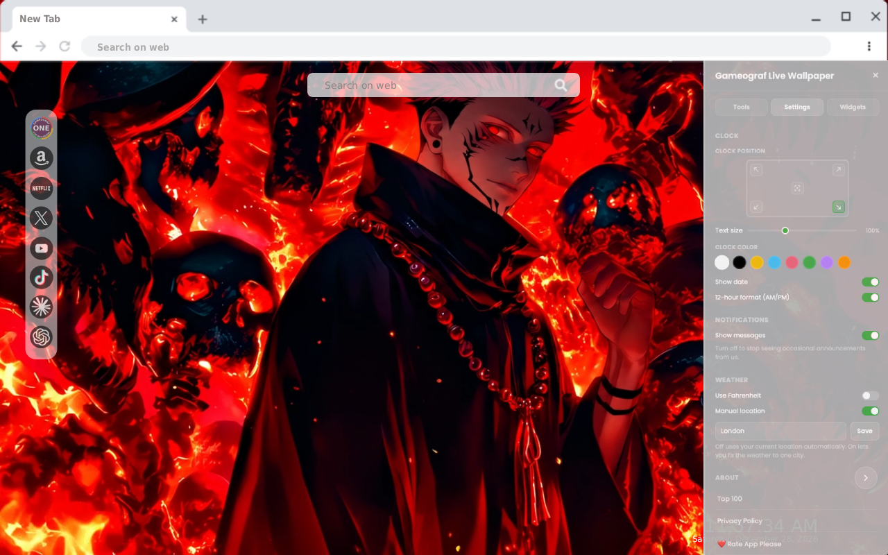 Sukuna: Flaming Skulls of Hell Live Wallpaper