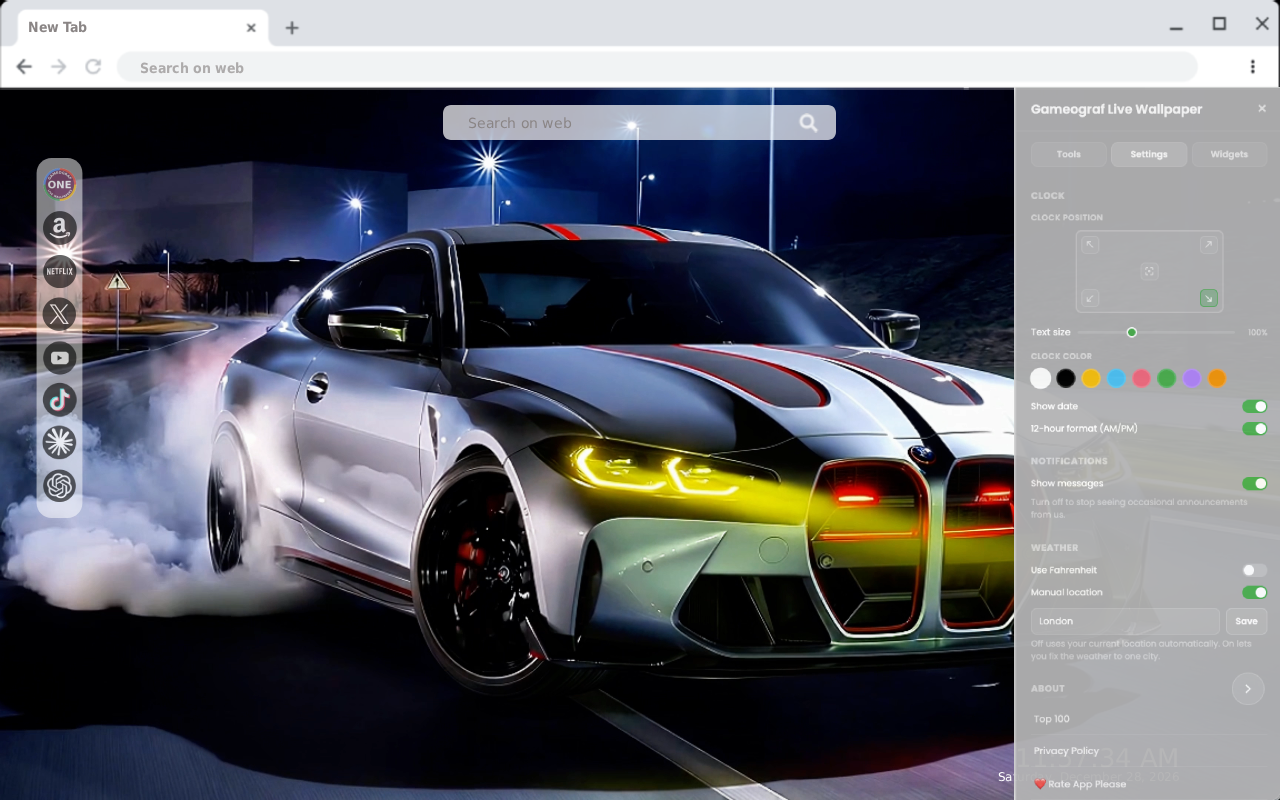 BMW M4 CSI Night Dirft Live Wallpaper New Version 8K